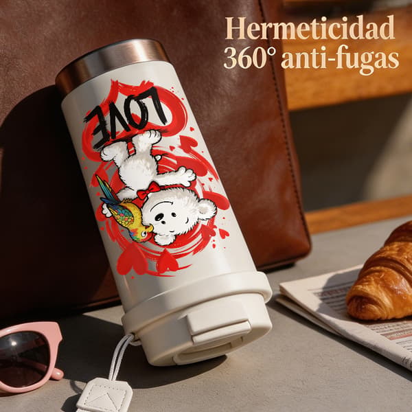 Kaffetermos 500ml Rostfritt Stål Modern Design, Isolerad kaffemugg, läckagesäker resemugg med lock Black
