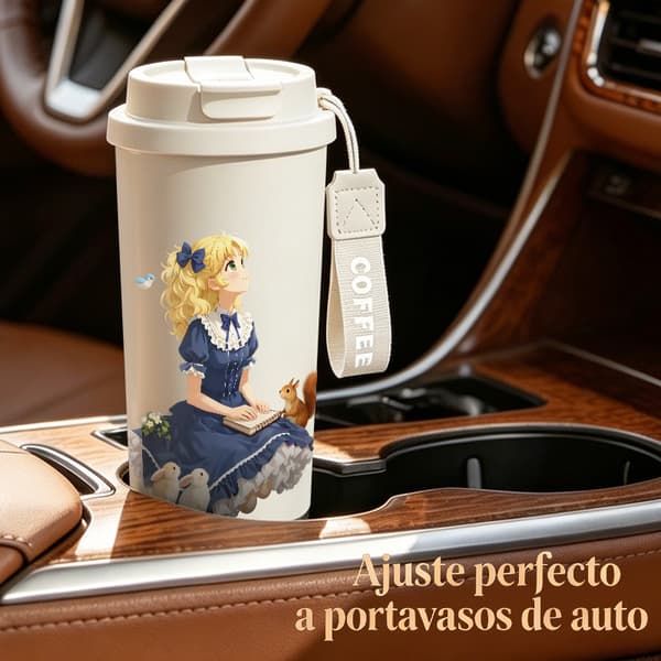 Kaffetermos 500ml 316 Rustfritt Stål Dyreprint Design White