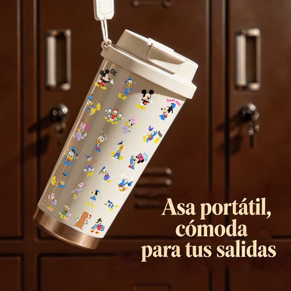Termisk kaffemugg 500ml Present Geometrisk design, Isolerad kaffemugg, läckagesäker resemugg med lock White
