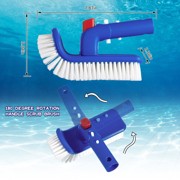 Corner and step pool round brush 180 degree rotating handle scrub brush