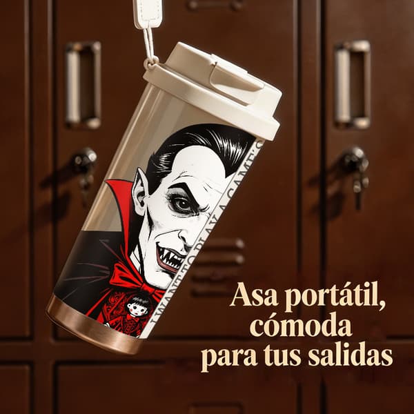 Kaffetermos 500ml 316 Rostfritt Stål Juldesign, Isolerad kaffemugg, läckagesäker resemugg med lock Black