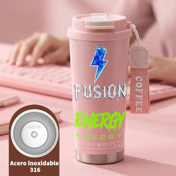 Termisk kaffekopp 500ml Miljøvennlig Blomsterdesign Pink
