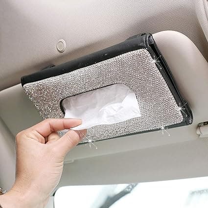 1 st car tissuebox, kristallglitter bil servettbox, läder