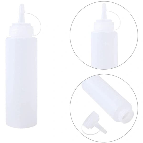 (6-pack) 250 ml Plastflaskor med Trycklock - Perfekta Mätflaskor och Såsdispensrar för Ketchup, Majonnäs, BBQ-sås - Tr,A