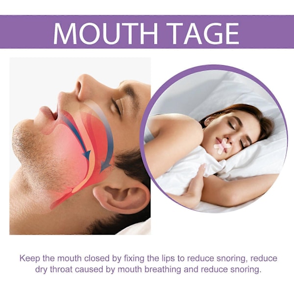 120 stk. sove anti-snorketape, bruges til at forbedre næseånding og snorken, klar tapestrimmel, smertefri fjernelse, allergivenlig tape 2pcs
