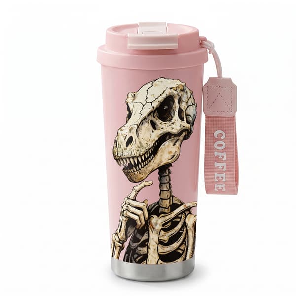 Termokopp 500ml 316 Rustfritt Stål Blomsterdesign Pink