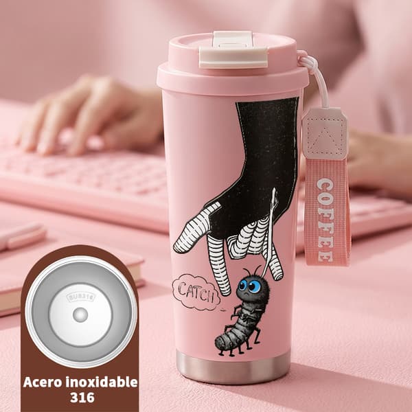 Termokopp 500ml Rustfritt Stål Juledesign Pink