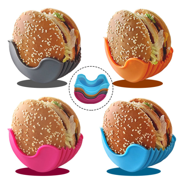 4-pack återanvändbara hamburgerklämmor, hamburgerbullar, fästbox