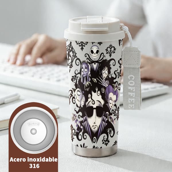 Kaffetermokande 500 ml rustfrit stål festligt design White
