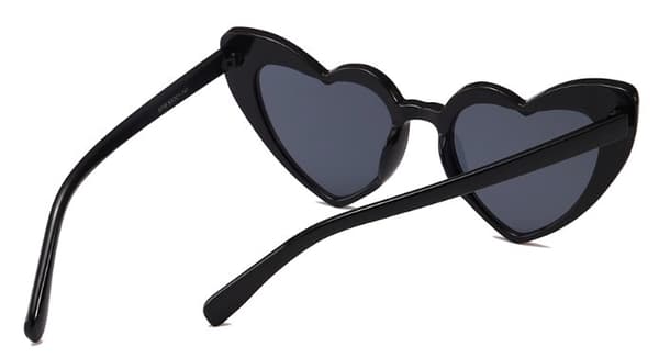 Retro hjerteformede solbriller dame overdimensionerede UV400 Sort one size,y