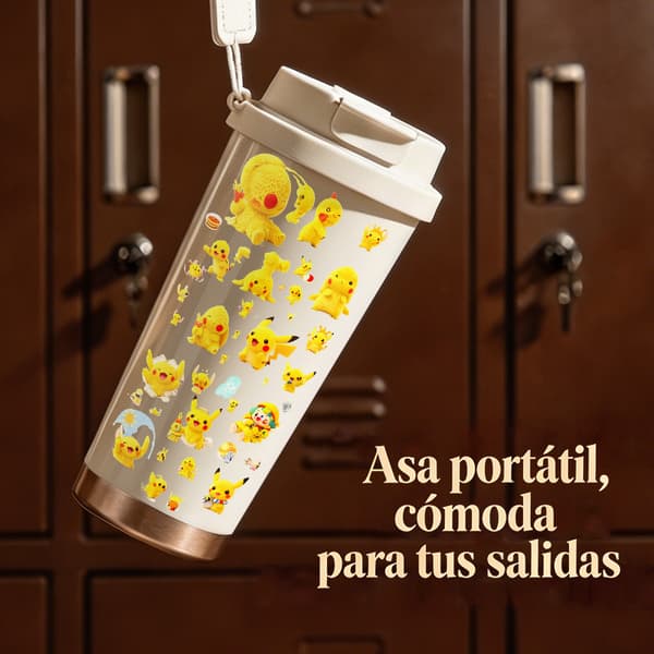Kaffetermos 500ml Rostfritt Stål Festlig Design, Isolerad kaffemugg, läckagesäker resemugg med lock White
