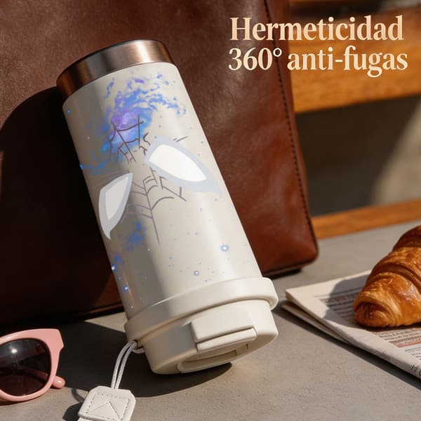 Termosmugg 500ml Rostfritt Stål Festlig Design, Isolerad kaffemugg, läckagesäker resemugg med lock Black