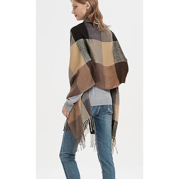 Dames Mode Lang Sjal Stor Gitter Vinter Varm Gitter Stor