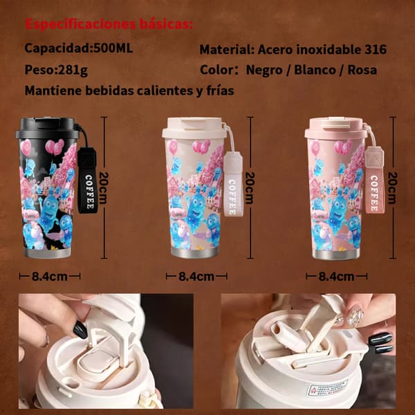 Bærbar Kaffe Termos 500ml 316 Rustfritt Stål Halloween Design White