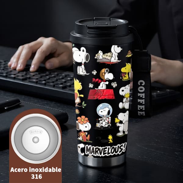 Termosmuki 500ml Ruostumaton teräs Eläinkuvio Black