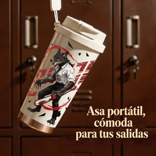 Termosmugg 500ml Rostfritt Stål Halloween Design, Isolerad kaffemugg, läckagesäker resemugg med lock Pink