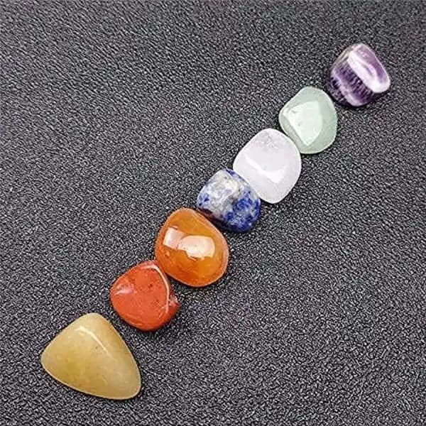 Premium Healing Crystals Kit i presentförpackning - 7 Chakra Set Tumlade S,A