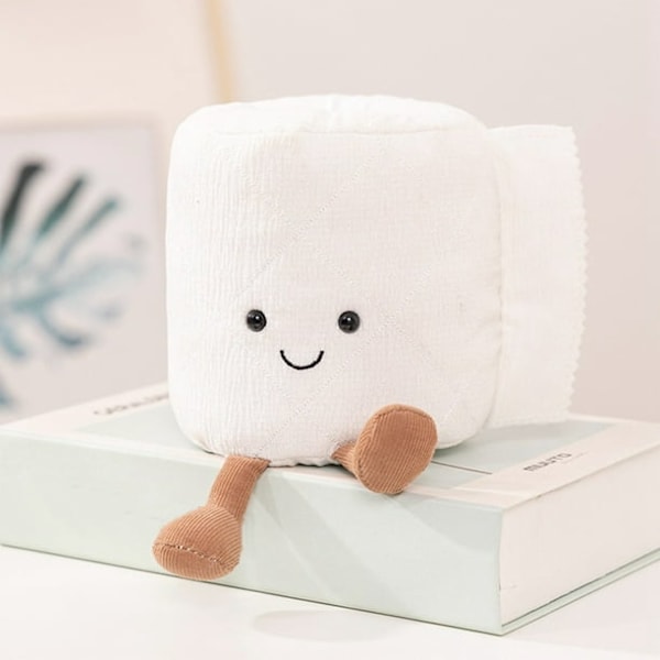 Jellycat Amuseables Toiletpapirrulle Plyslegetøj, Lille 12,7 cm | Kreativ Toiletpapir Plysdukke | Sjov Gaveidé