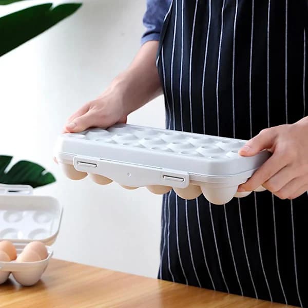 Stabelbar Eggoppbevaring: Frisk, Stilig & Plass til 18 Egg Hvit