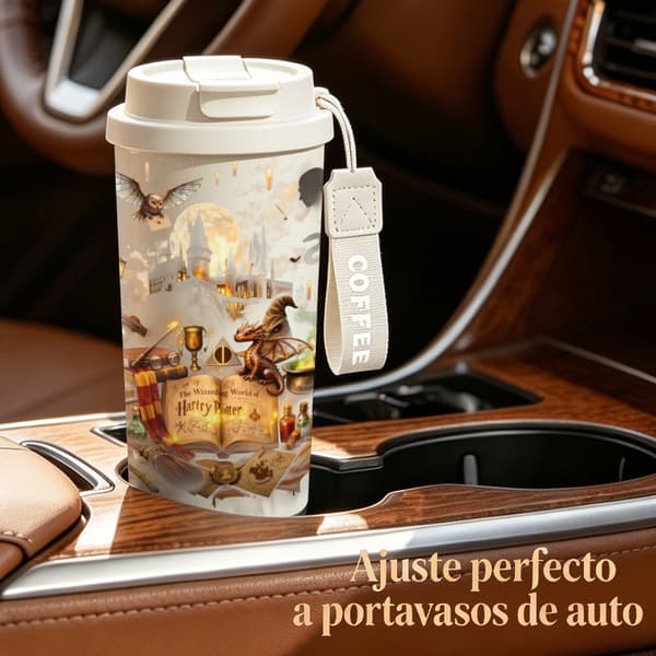 Termosmugg 500ml Rostfritt Stål Söt Design, Isolerad kaffemugg, läckagesäker resemugg med lock White