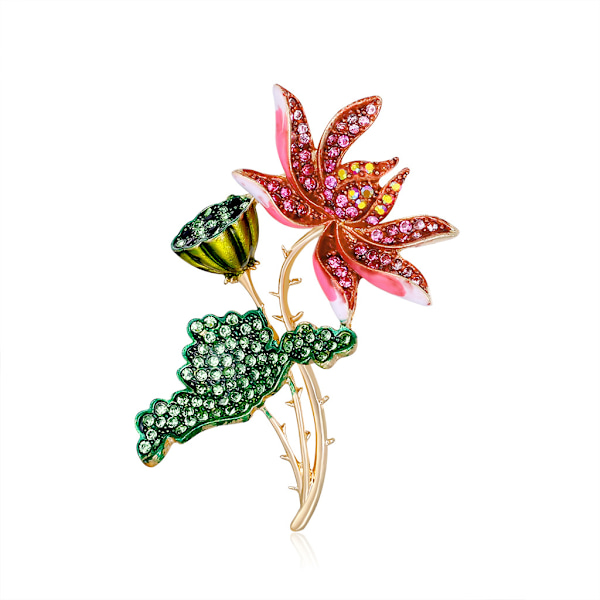 1 stk Ny vintage malet lotusblad broche mode enkel legering