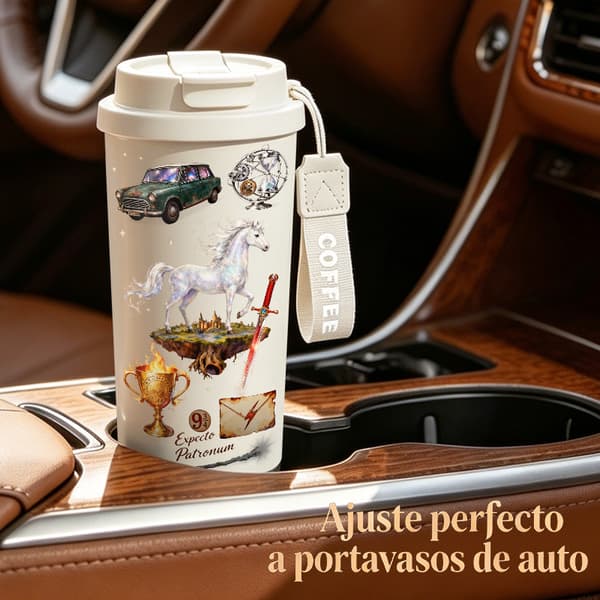 Bærbar Kaffetermos 500ml Rustfritt Stål Abstrakt Design Black
