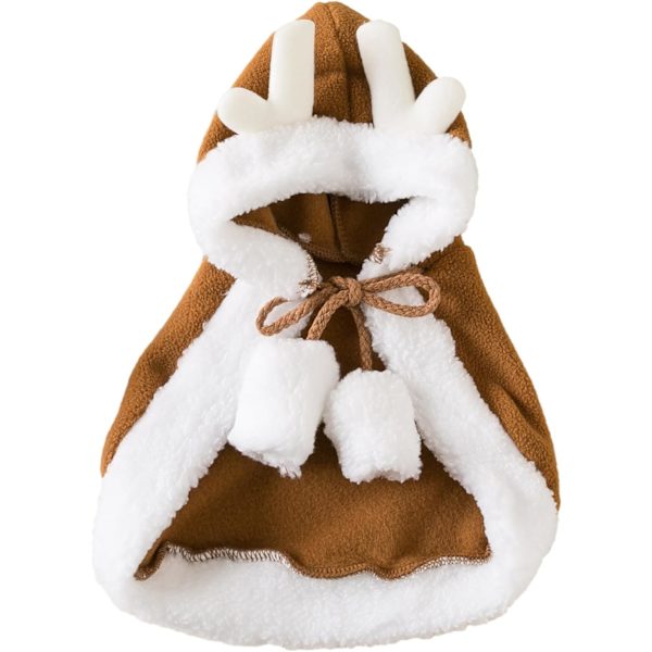 Fleece husdjursjulkappa med hatt, huvad kattjulkappa, justerbar