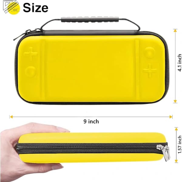 (Gul) 1 stk. Nintendo Switch Lite-etui, hårdt etui til Nintendo Switch Lite-konsol, inklusive 8 spilkort, JoyCon og ,A