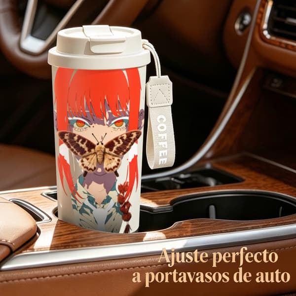 Termoskaffemugg 500ml Återanvändbar Söt Design, Isolerad kaffemugg, läckagesäker resemugg med lock White