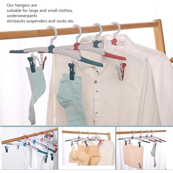 8 rejse bøjler med clips, foldbare bøjler, 360 grader