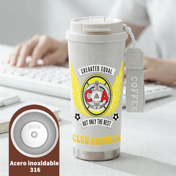 Termosmugg 500ml Rostfritt Stål Festlig Design, Isolerad kaffemugg, läckagesäker resemugg med lock White