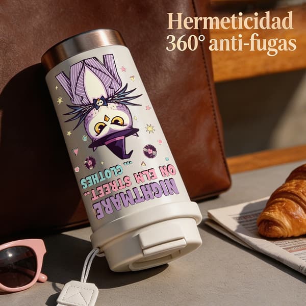 Termosmugg 500ml 316 Rostfritt Stål Söt Design, Isolerad kaffemugg, läckagesäker resemugg med lock White