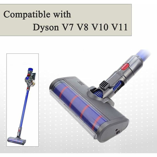 Børstehode for Dyson Cyclone V11 V10 V8 V7 trådløs støvsuger, myk rulle elektrisk gulvbørstefeste erstatning for parkett/harde gulv/D