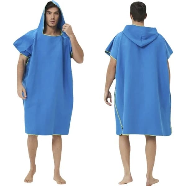 TIFF Blå Surf Poncho for Kvinner og Menn - Badehåndkleponcho, Strandponcho,A