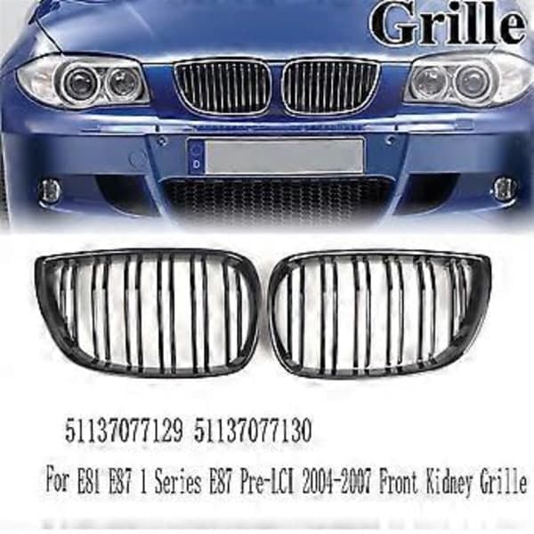 1 Par Nyre Grill Gloss Sort til E81 E87 1-serie E87 Pre- 2004-2007 Foran 51137077129 51137077130,A