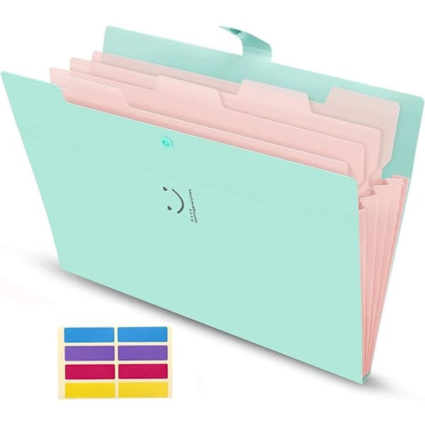 Smiley Green, A4-mappe med flere rum, 32,5*24cm, vandtæt, A