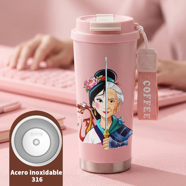 Kaffetermokande 500ml 316 Rustfrit Stål Kunstnerisk Design Pink