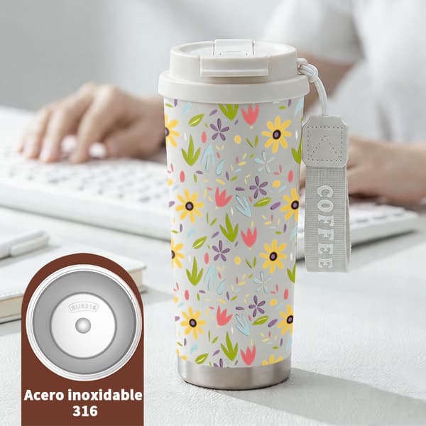 Kaffetermokande 500 ml 316 rustfrit stål Anime-design White