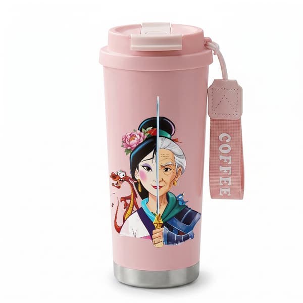 Kaffetermos 500ml 316 rustfritt stål kunstnerisk design Pink