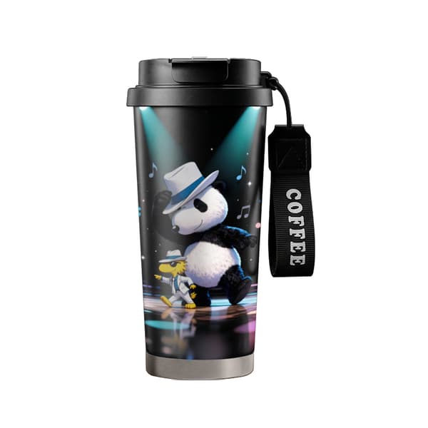Kaffetermos 500ml Rustfritt Stål Grafisk Design Black