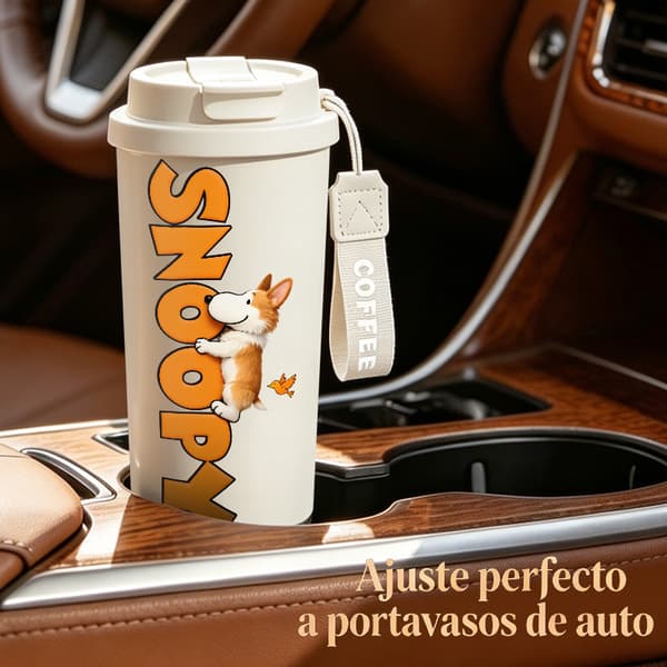 Termisk kaffemugg 500ml Rostfritt stål Abstrakt design, Isolerad kaffemugg, läckagesäker resemugg med lock Black