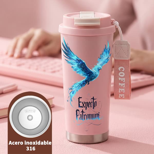 Termokaffekrus 500ml Miljøvenligt Geometrisk Design Pink