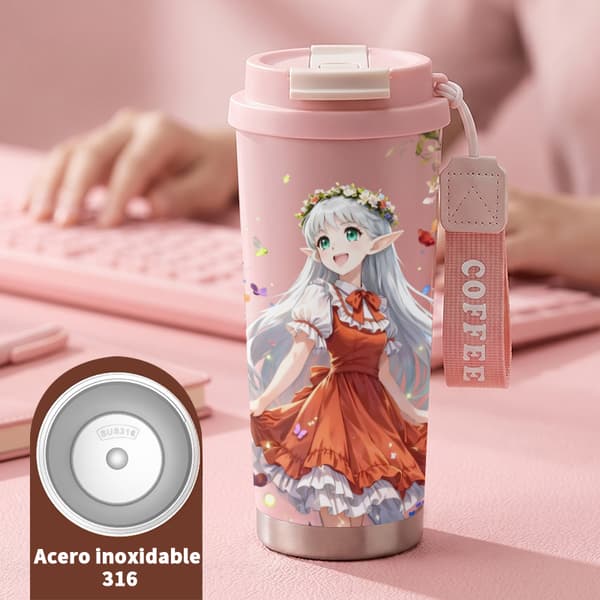 Bærbar Kaffe Termokande 500ml Rustfrit Stål Moderne Design Pink