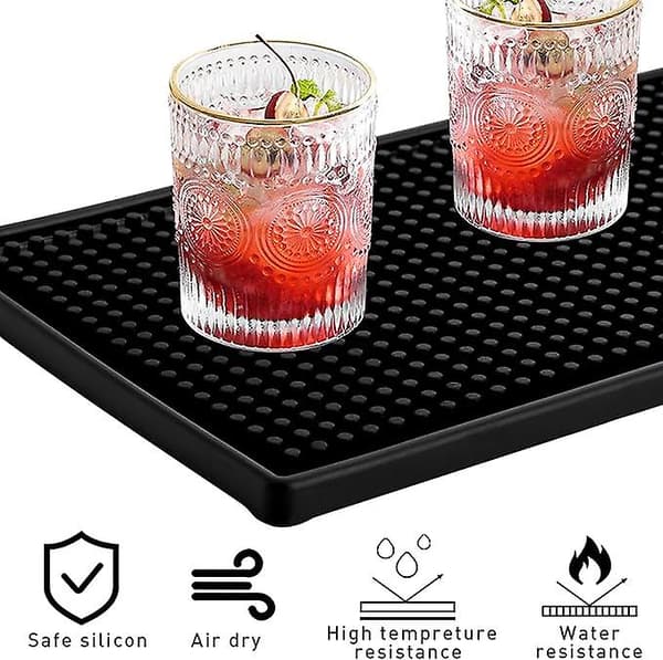 Gummibar måtte, 30*15cm sort bar service spildmåtte tørremåtte, 1 stk