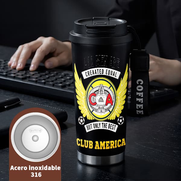 Termosmugg 500ml Rostfritt Stål Festlig Design, Isolerad kaffemugg, läckagesäker resemugg med lock Black