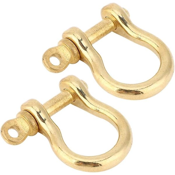 2 stk. spænde justerbar klipsarmbånd, 10 mm lænke D-armbånd i ren messing skruepind ankerlås bueformet lås nøglering krog