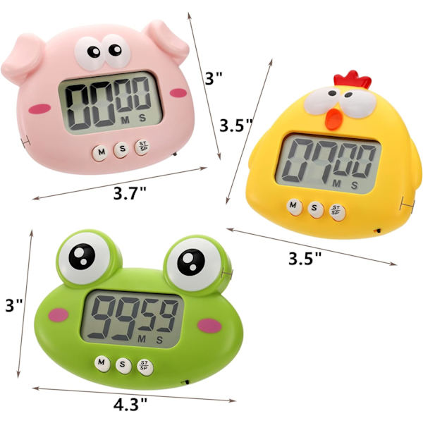 3-Pack Digital Kökstimer, Klassrumstimer för Barnlärare