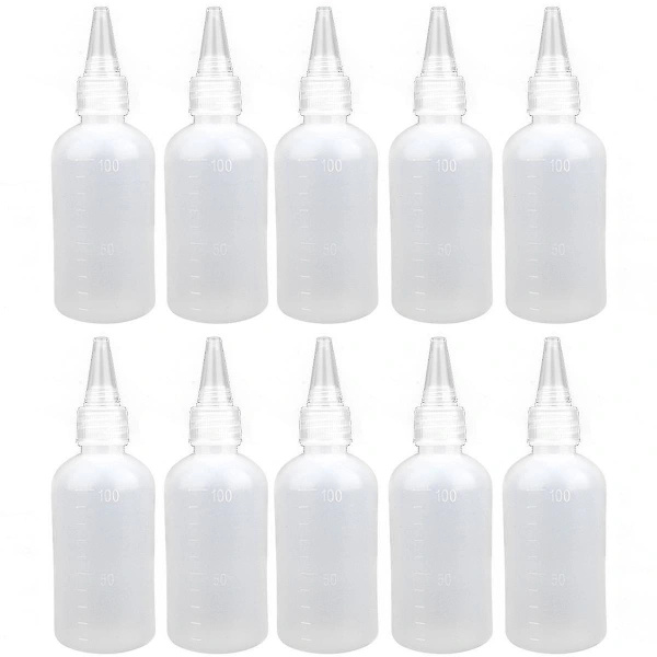 10 st plastflaskor med klämfunktion, 100 ml små klämflaskor för kryddor, dispenserflaskor, plastflaskor med klämfunktion f,A