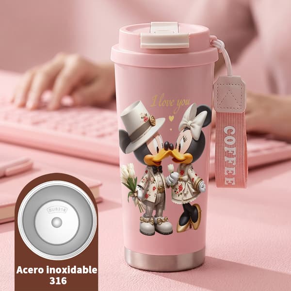 Kaffetermos 500ml 316 Rustfritt Stål Grafisk Design Pink