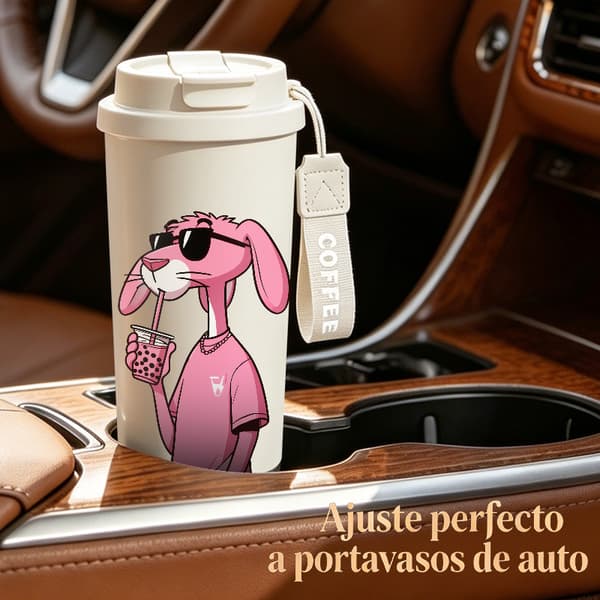 Kaffetermos 500ml Rostfritt Stål Halloween Design, Isolerad kaffemugg, läckagesäker resemugg med lock White